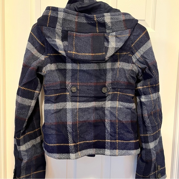 Abercrombie Wool coat navy blue plaid size large - Picture 3 of 5